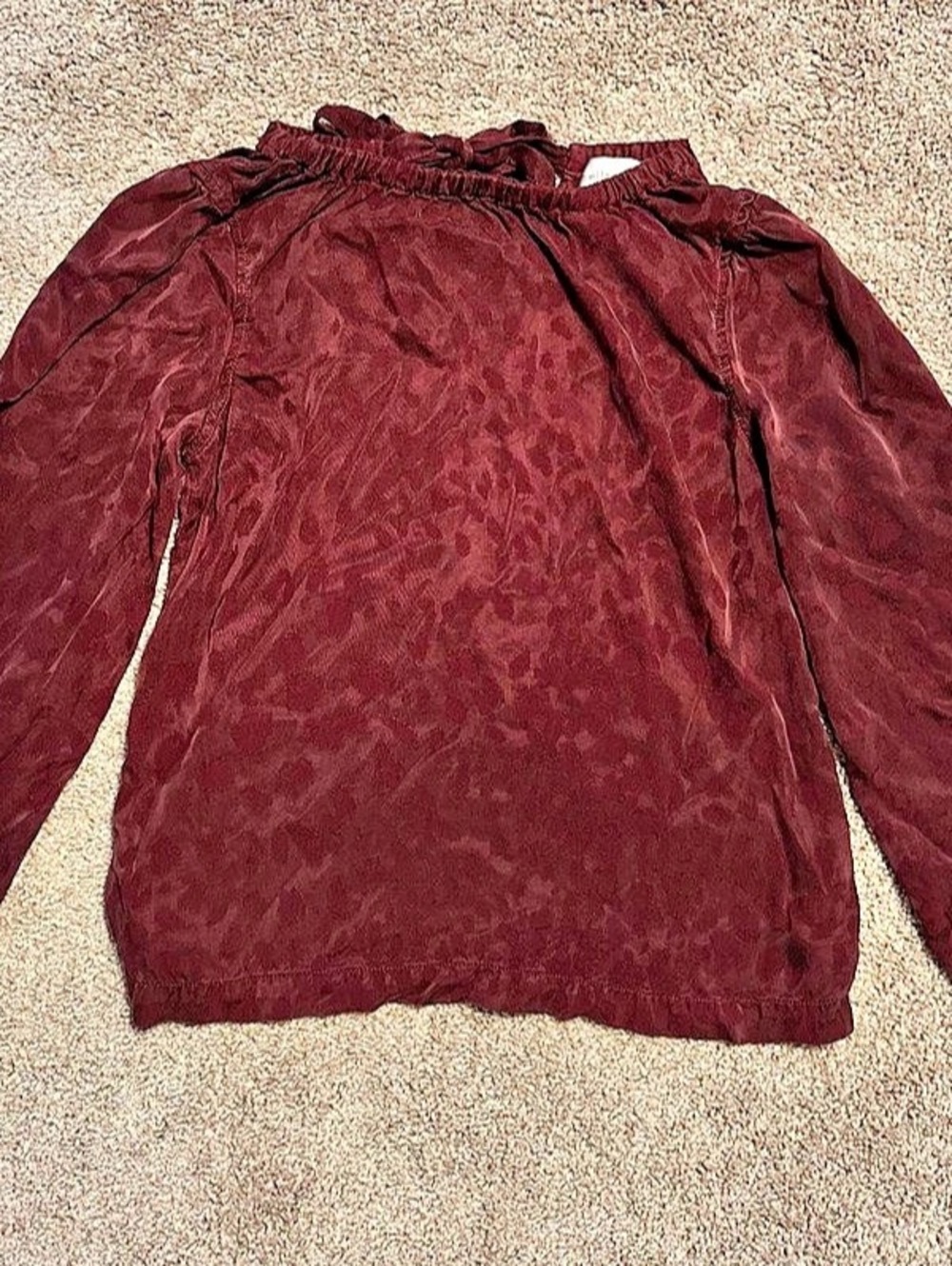 bella dahl Burgundy Subtle Leopard Print Blouse Size XS